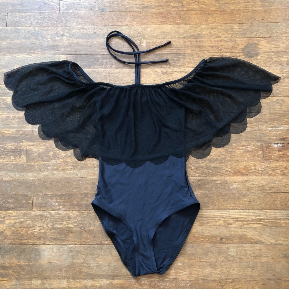 BLACKMILK Flouncing Off Black Bodysuit - Limited